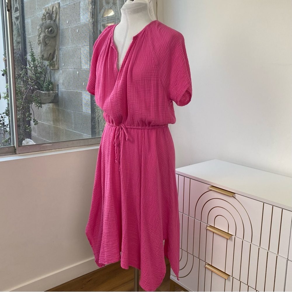Sundry NWOT Handkerchief Hem Gauze Coverup Dress in Pink, Size M - Picture 5 of 8